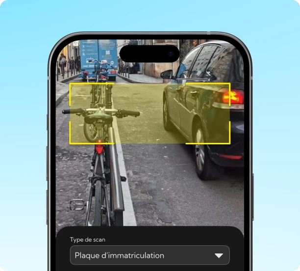 Scan d’une plaque d’immatriculation depuis l’application