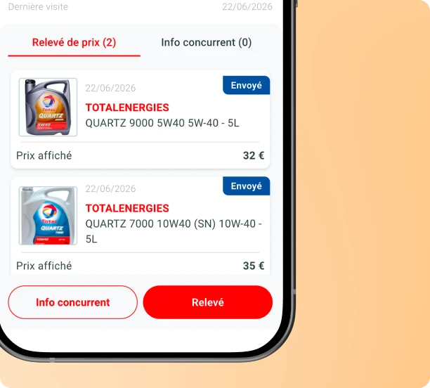 Saisie d’un relevé de prix depuis le mobile