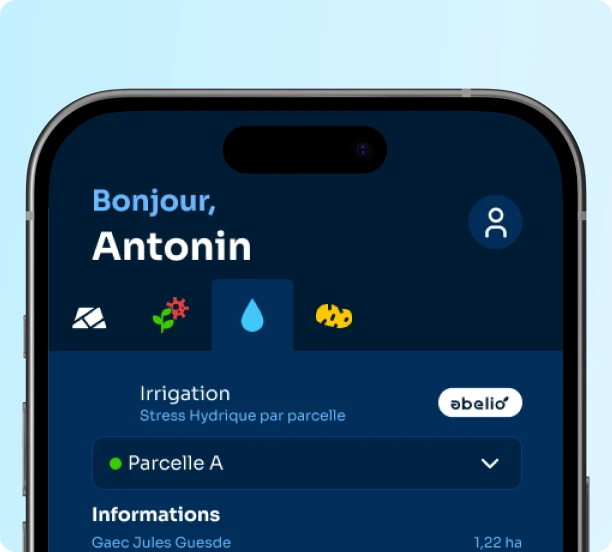 Sélection du module d’irrigation dans l’application
