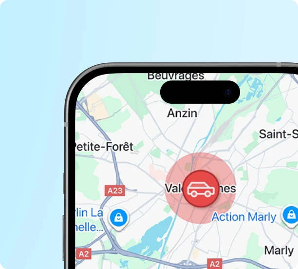 Carte affichant la zone approximative d’un vol