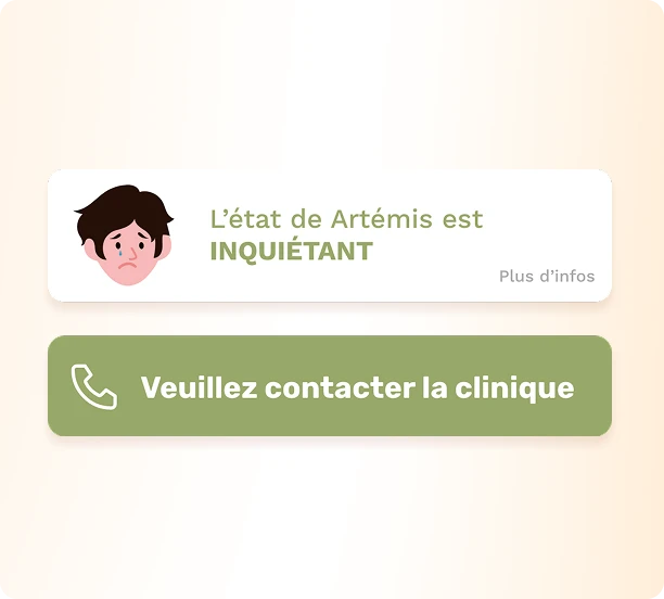 Notification d’alerte invitant à contacter la clinique