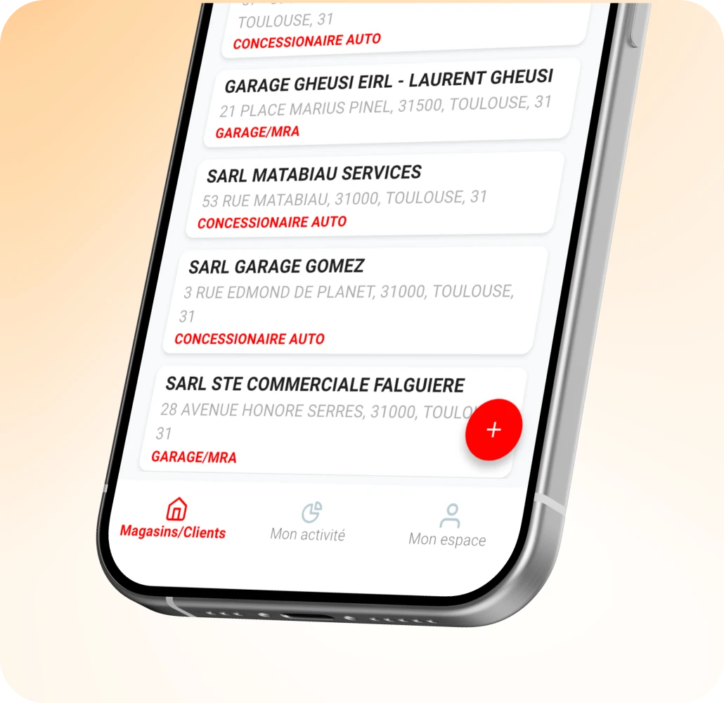 Écran de relevé de prix dans l’application