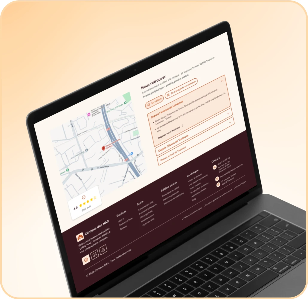 Page d’accueil du site de la Clinique des NAC