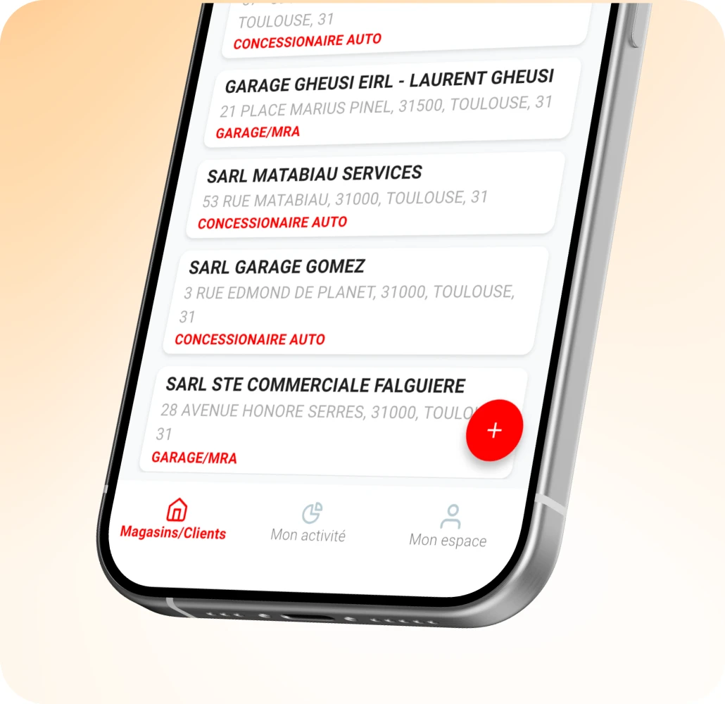 Écran de relevé de prix dans l’application