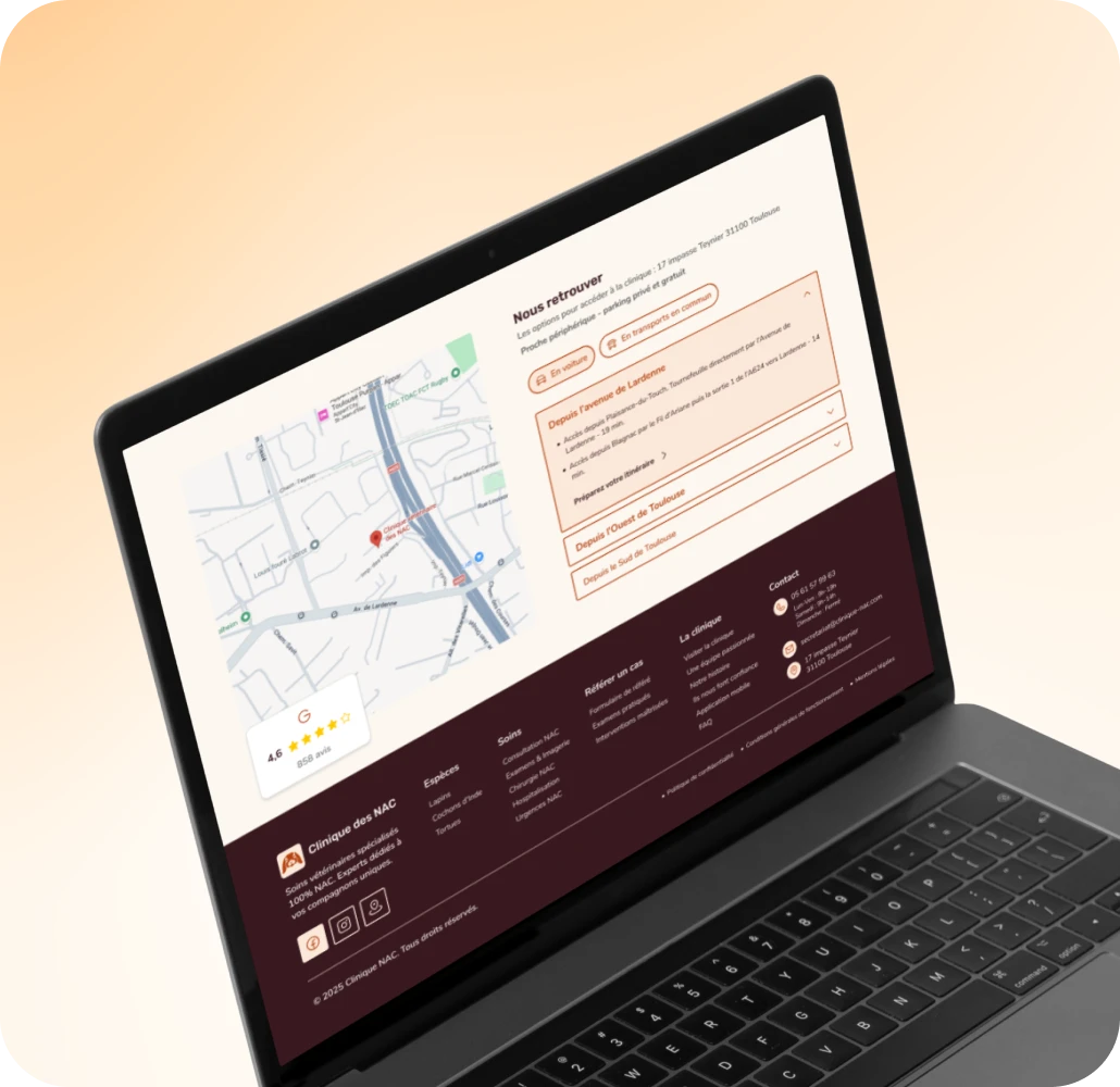 Page d’accueil du site de la Clinique des NAC