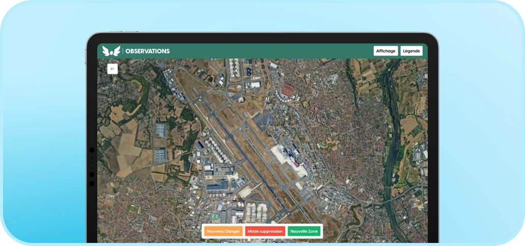 Cartographie des observations sur l’aérodrome