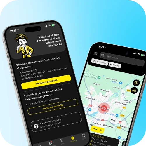 Carte des signalements et écran de récompense