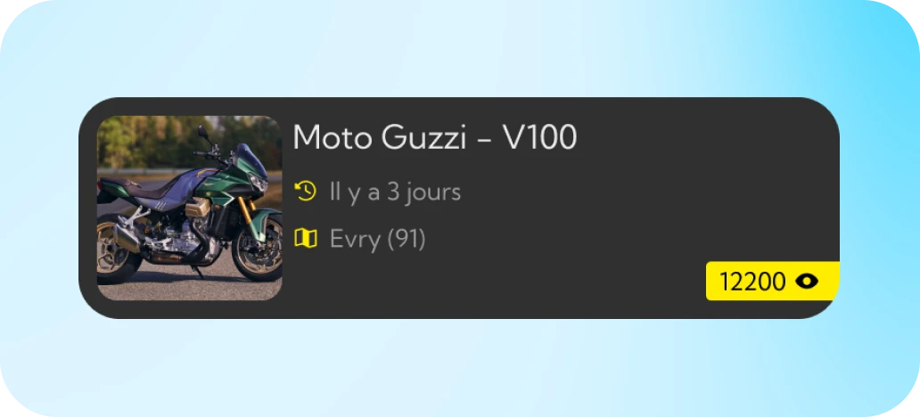 Annonce d’un deux-roues avec sa récompense
