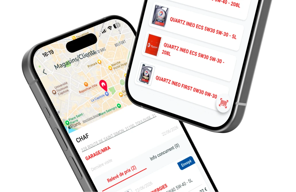 Deux écrans de l’application PriceInsight sur mobile