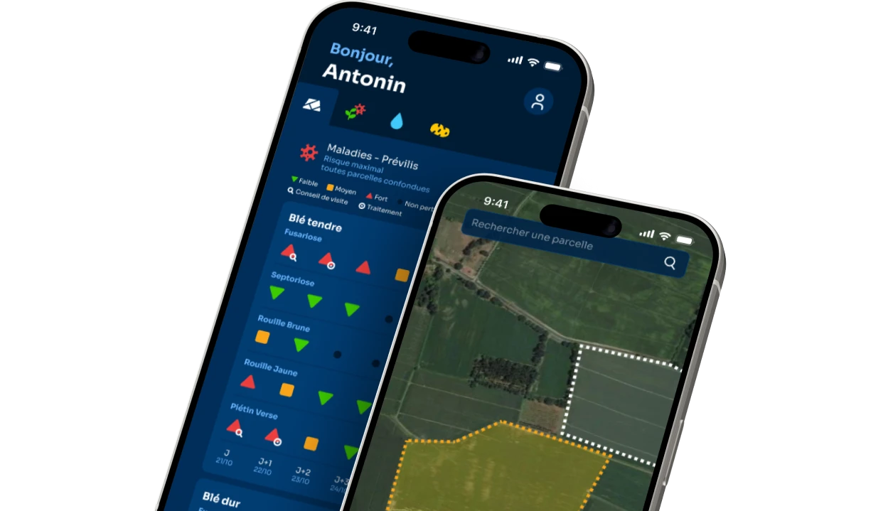 L’application Abelio Tour de Plaine sur deux téléphones